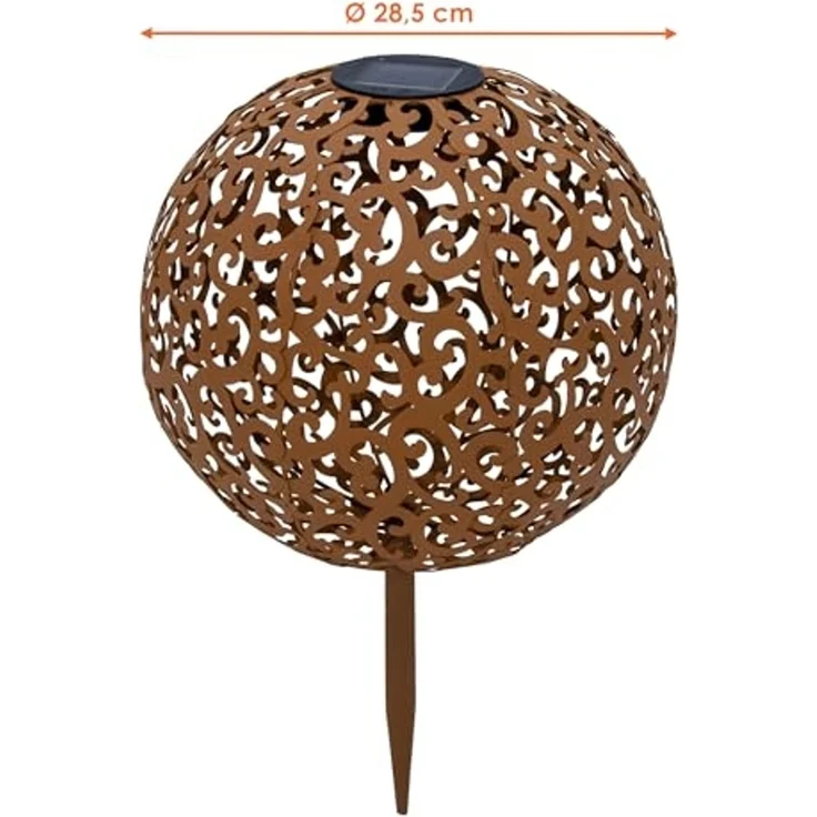 Spetebo Gartenleuchte Solar Dekokugel Metall - Ø 28,5cm, LED fest intregiert, warm weiß, Wegleuchte Solarkugel Sommerdeko – Bild 2