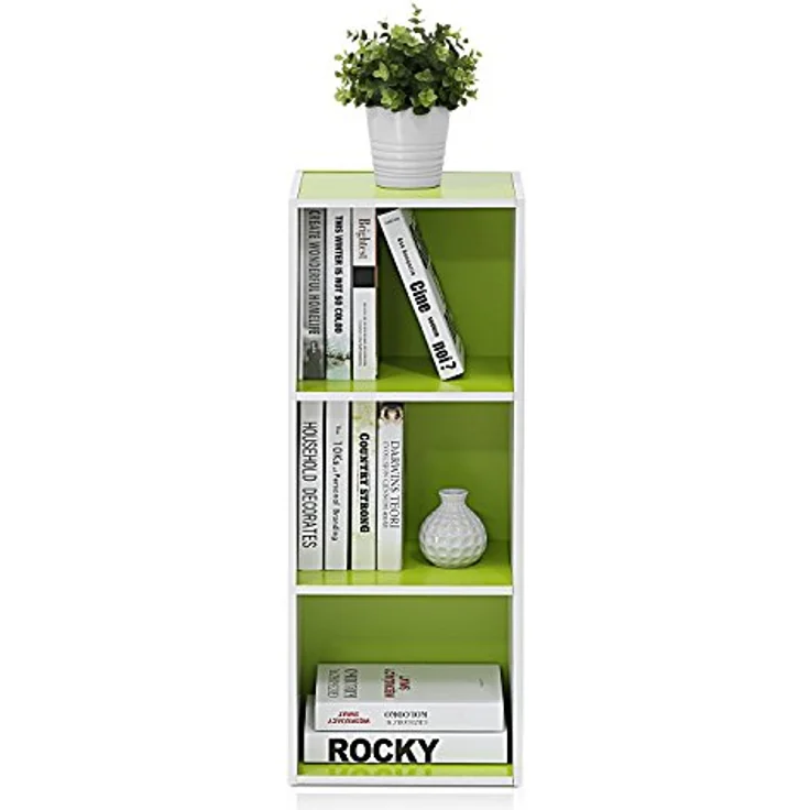 Furinno offenes Bücherregal mit 3 Fächern, holz, Weiß/Grün, 30. 5x23. 6x80. 0 cm – Bild 7