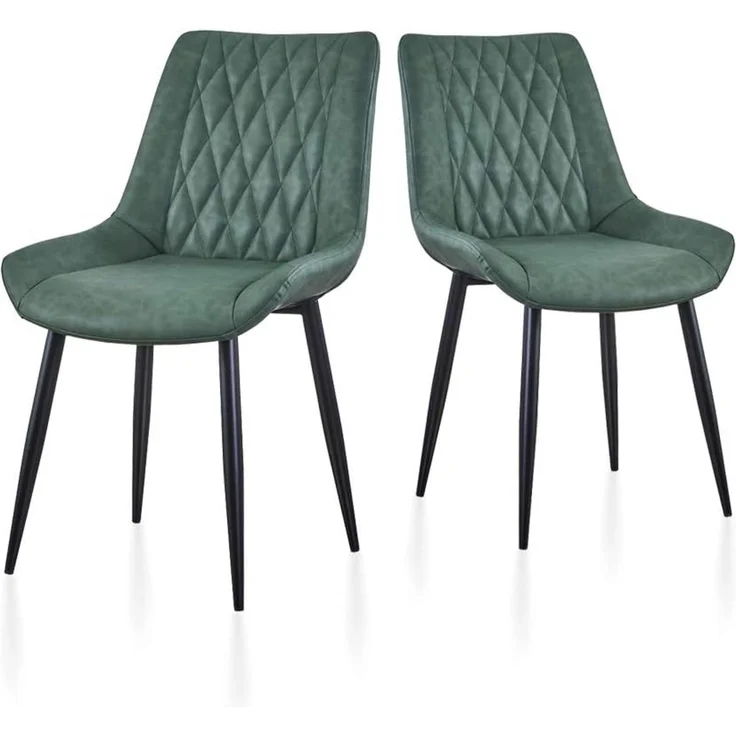 TUKAILAI Esszimmerstühle 2er Set aus Kunstleder, Küchenstühle mit Rückenlehne,weichen Kissen,Metallbeine, Ergonomische Sessel, Moderne Stühle für Küche,Esszimmer,Wohnzimmer,Empfangsraum, Grün