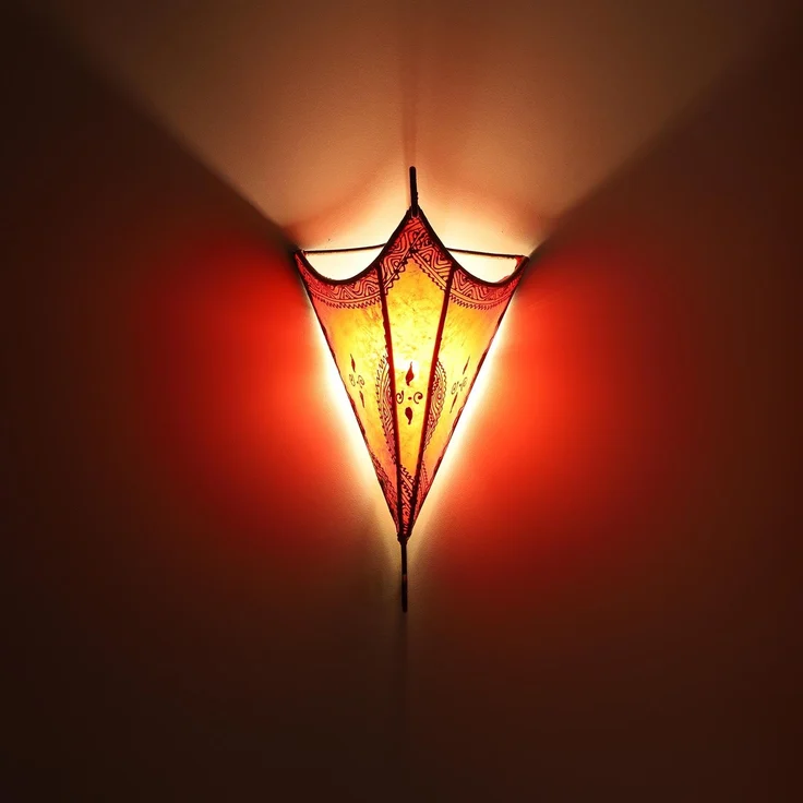 Marokkanische Leder Wandlampe Mouna Rot – Bild 2