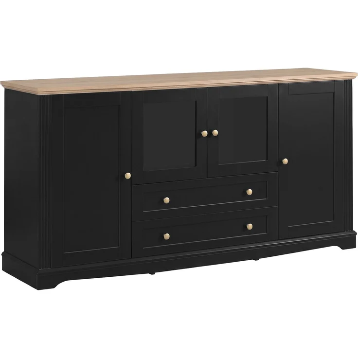 Sideboard 160 x 40 x 80,5 cm mit Glastüren, Schubladen und App-steuerbarer LED-Beleuchtung – Bild 8