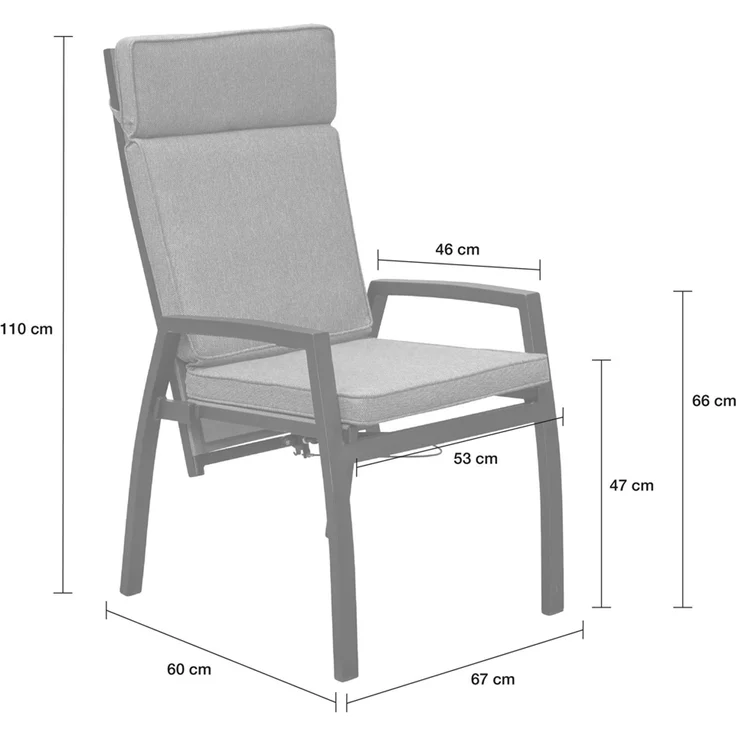 Positionsstuhl Kalifornien Verstellsessel Gartenstuhl Esstischstuhl Anthrazit – Bild 2