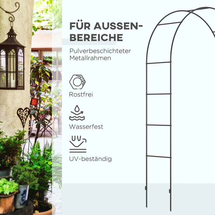 Rosenbogen Metall Torbogen Gartenbogen Kletterpflanzen Rankpflanzen Schwarz 140x40x240cm--Schwarz--140x40x240cm--YOUDENOVA – Bild 6