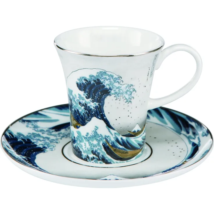 Goebel Die Welle Espressotasse, Espresso Tasse, Trinktasse, Hokusai, Porzellan, Silber, 67011721