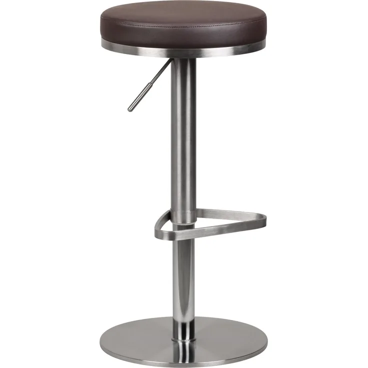 Wohnling Barhocker Edelstahl höhenverstellbare Sitzhöhe 57 - 82 cm braun