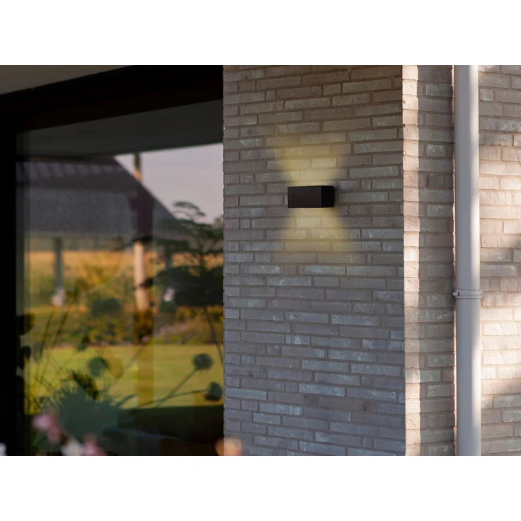 HYBRID LED Außenwandleuchte INKA, Solar & Strom 230V, Anthrazit 18cm breit – Bild 6