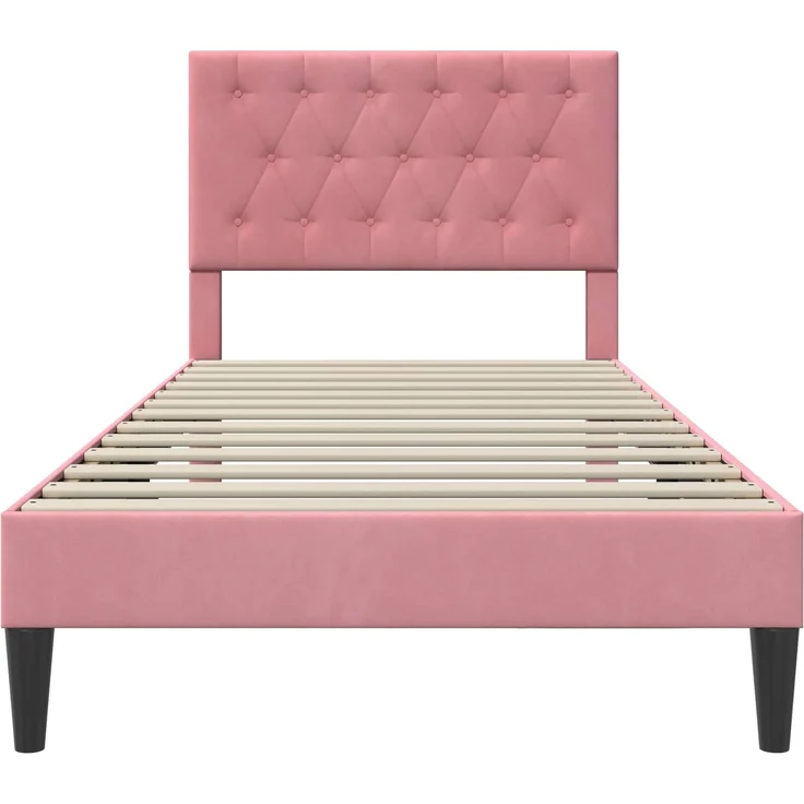 vidaXL Bettrahmen mit Kopfteil Rosa 90 x 200 cm Samt 42027640 – Bild 4