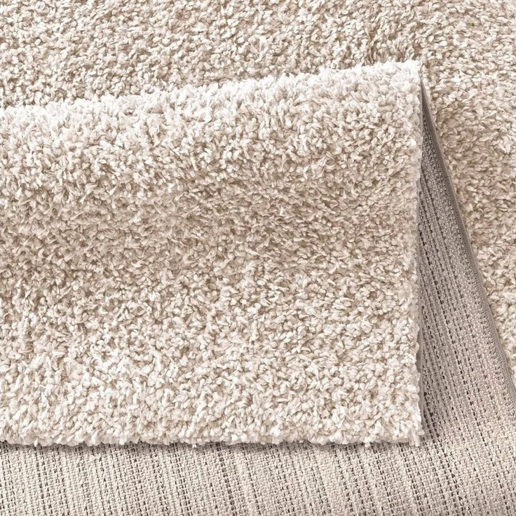 TaraCarpet Langflor-Teppich Venezia Shaggy, rund, Höhe: 35 mm, Hochflor Shaggy Uni Creme Wohnzimmer Schlafzimmer 080x080 cm – Bild 3
