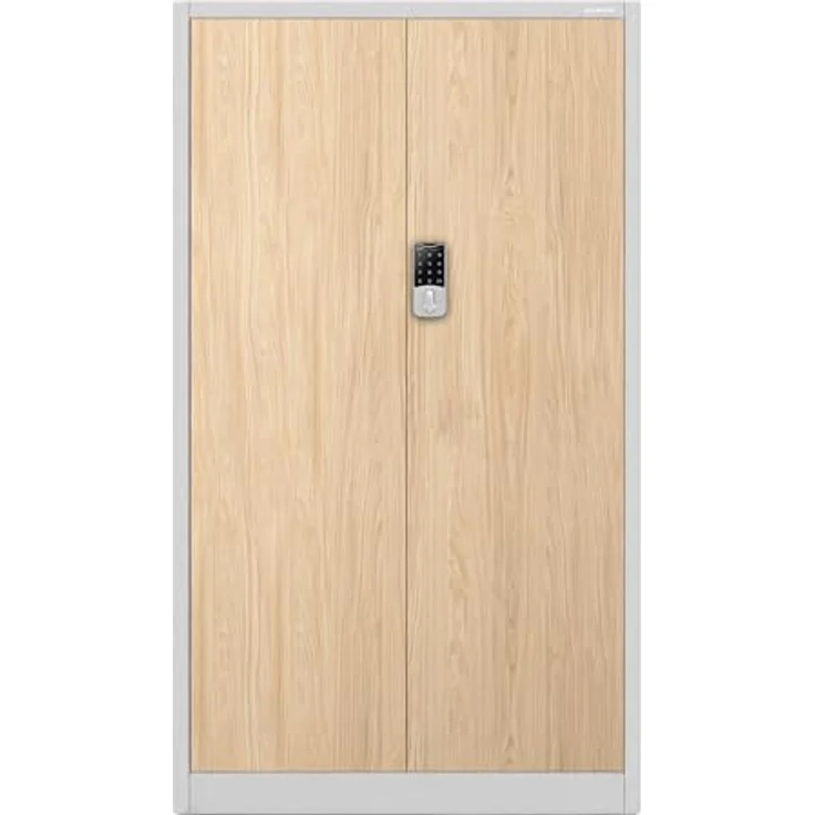 Jan Nowak Metallschrank abschließbar Büroschrank Aktenschrank Ordnerschrank Dokumentenschrank Stahlschrank mit elektronischem Zahlenschloss 4 Fachböden Stauraum für 50 Ordner, 185 x 90 x 40 cm – Bild 3