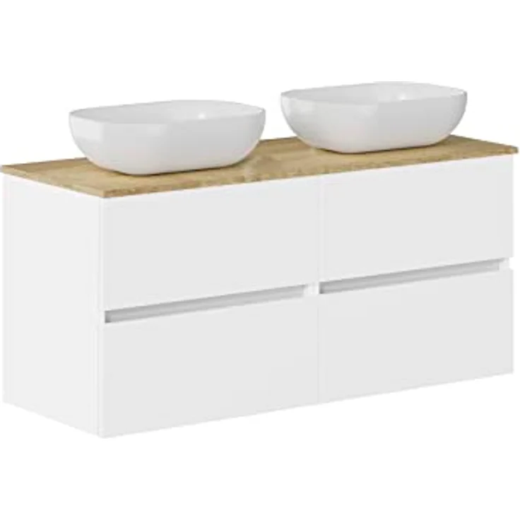 Baikal Badezimmermöbel-Set Duo, inkl. Waschbecken, Wandmontage, mit Keramikwaschbecken, Verschiedene Ausführungen und Maße, montiert. – Bild 2