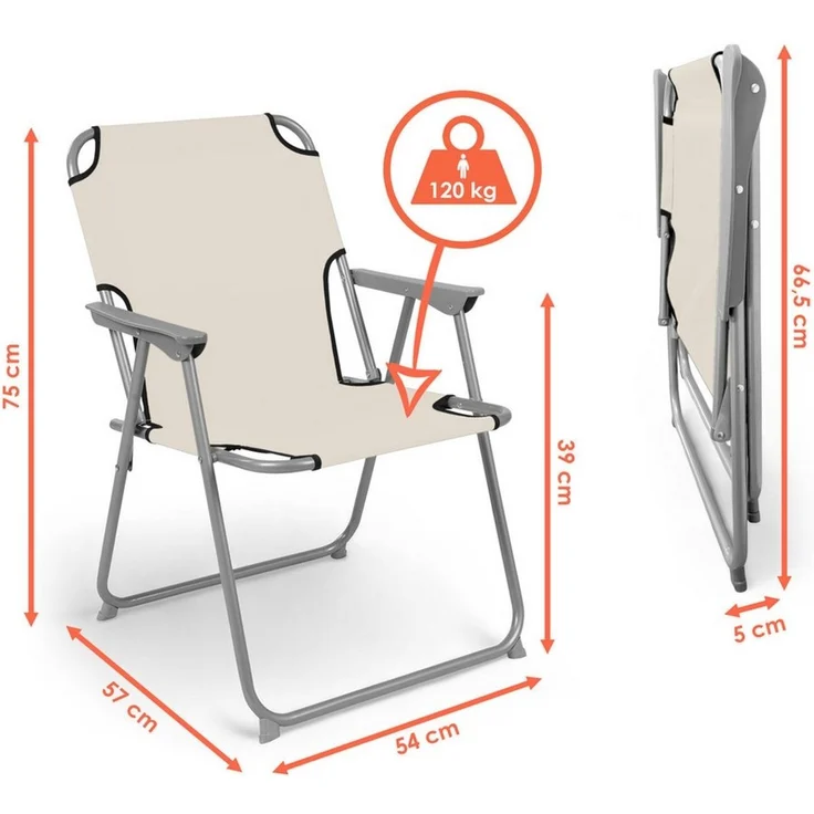 Spetebo Campingstuhl Camping Klappstuhl belastbar bis 120 kg - 2er Set (Anzahl, 1 St), zusammenklappbar