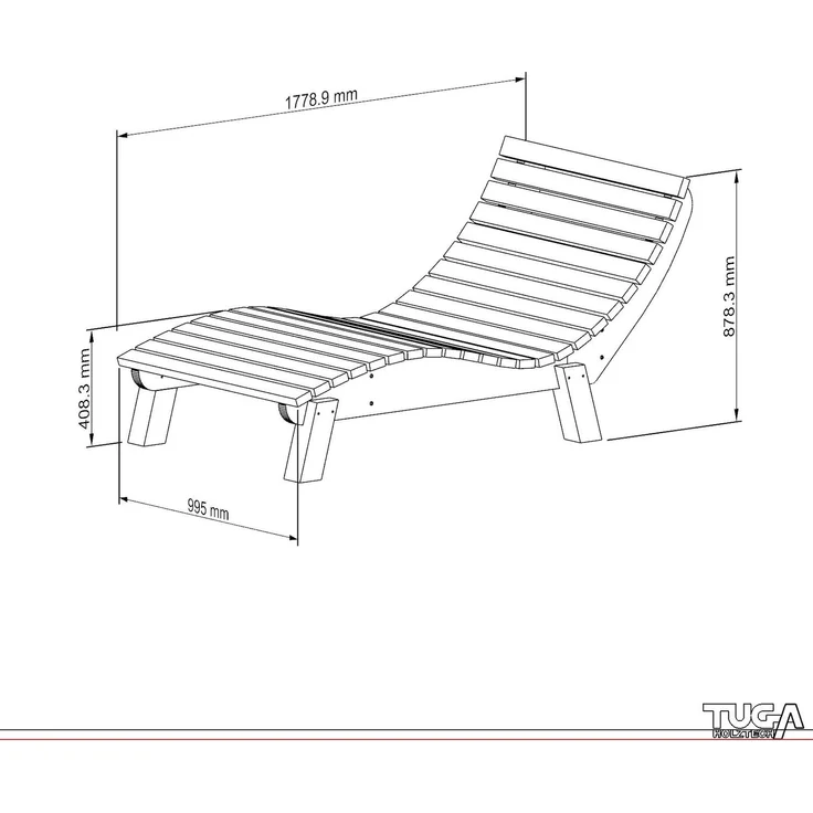 Gartenliege Relaxliege "Liege-Franzi" (Zirbe) Breite 100cm Einstiegshöhe 40cm mit Füßen – Bild 7