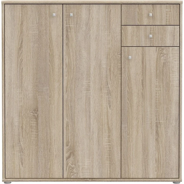 Sideboard >TEMPRA2< 3 Türen, 2 Schübe, in Sonoma Eiche Dekor - 108,8x111,1x34,8cm (BxHxT) – Bild 3