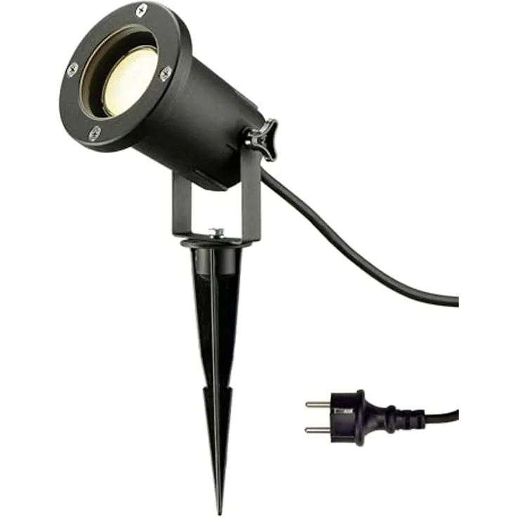 SLV 'NAUTILUS SPIKE XL' Outdoor Erdspießleuchte, rund, schwarz, GU10, max. 11 W, inkl. 1,5 m Kabel