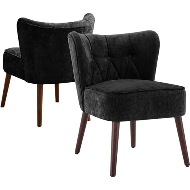 GarveeHome Lehnstühle Mit Ohrenlehne, Loungesessel Mit Leinenbezug, Gepolsterter Esszimmerstuhl Mit 130kg Tragkraft, Für Esszimmer Und Wohnzimmer, 51,6 x 68,6 x 73,9 cm – Bild 3