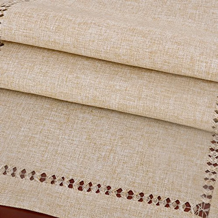 Grelucgo Handgefertigter Tischläufer mit Hohlsaum, rechteckig, 35,6x182,9 cm, Beige – Bild 6