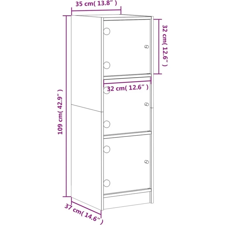 vidaXL Highboard mit Glastüren Räuchereiche 35x37x109 cm 836389 – Bild 5