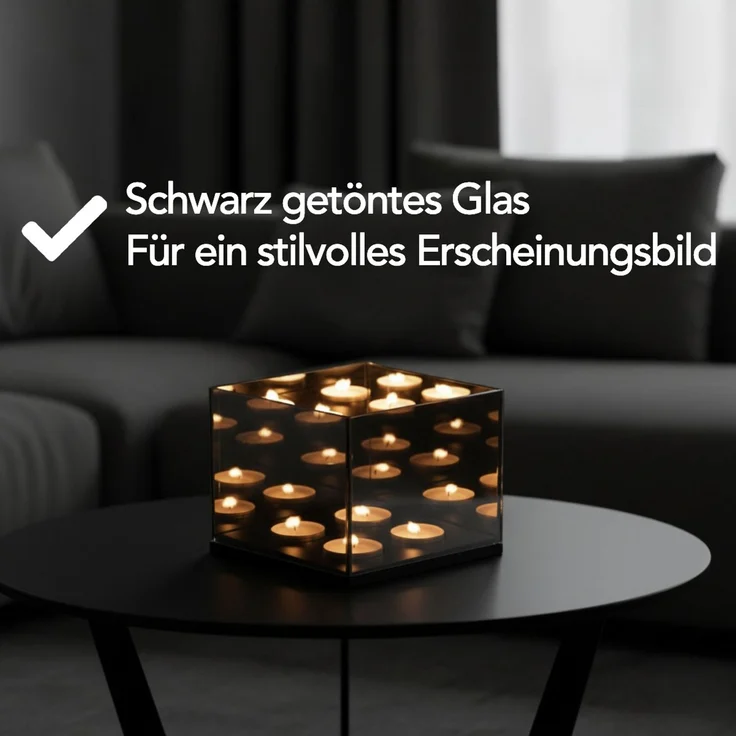 Brixy Teelichthalter – Teelichthalter – 4 Teelichter – Reflektierendes Spiegelglas – Kerzenhalter – Schwarz – Bild 5