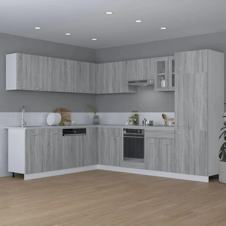 vidaXL Hängeschrank, Wandschrank für Küche, Küchenschrank mit viel Stauraum, Schwebeschrank Schrank Küchenmöbel, Grau Sonoma Holzwerkstoff – Bild 2