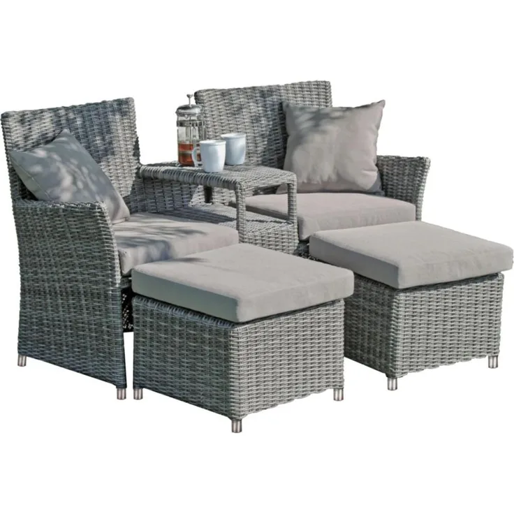 Gartensessel Lounge Doppelsessel Set CALGARY 3-teilig inkl. Kissen