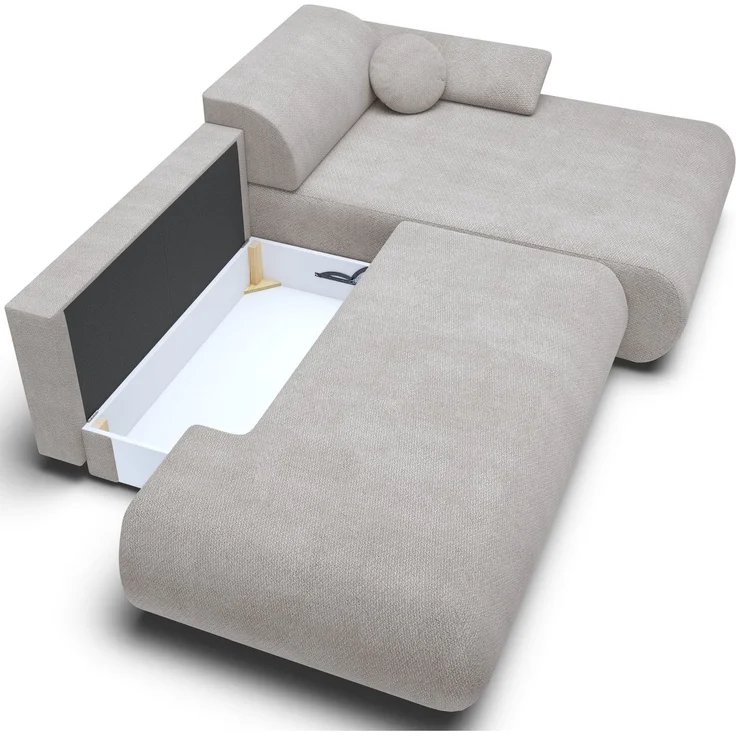Selsey 'Armone' Ecksofa mit Schlaffunktion, Chenille, Ottomane rechts, Hellgrau – Bild 9