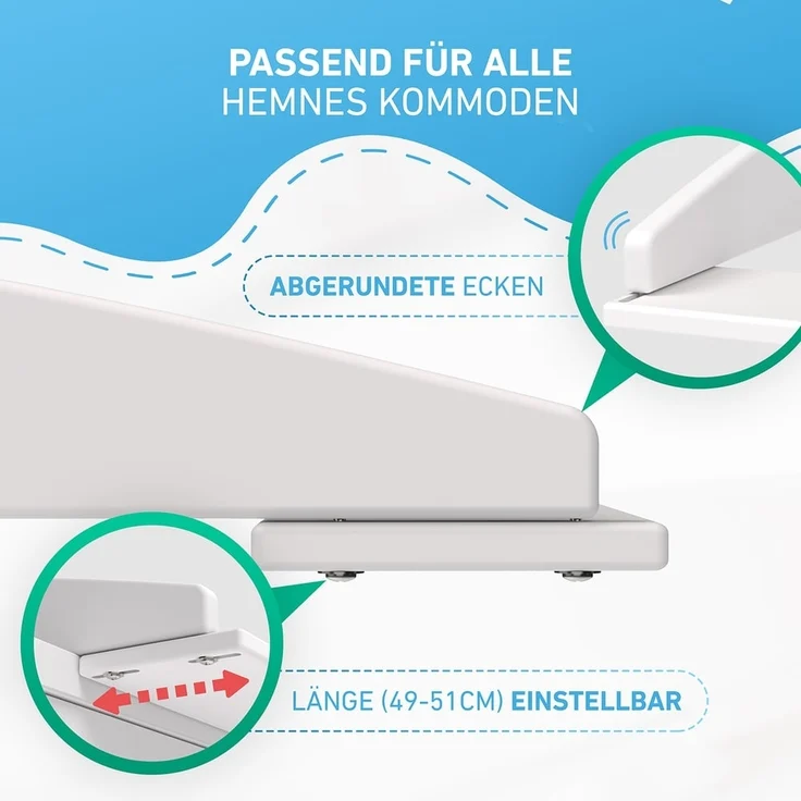 FLIPLINE Wickelaufsatz Hemnes HappyBaby weiß [85 x 75 x 13 cm] für IKEA Hemnes Kommode - INKL. 2-Stufen-Sicherheit an Wand und Kommode - Wickeltischaufsatz 100% sicher – Bild 3