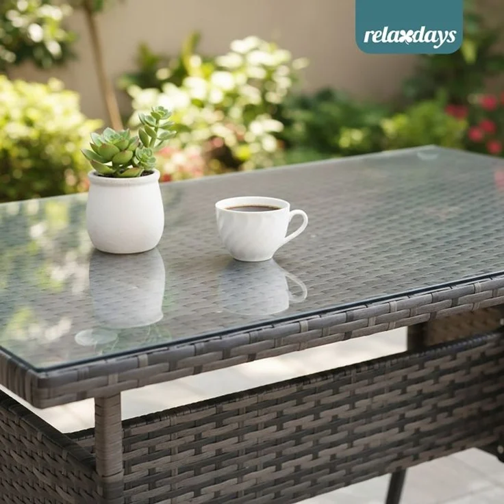 Gartentisch Rattanoptik mit Glasplatte 10053336_111 – Bild 7