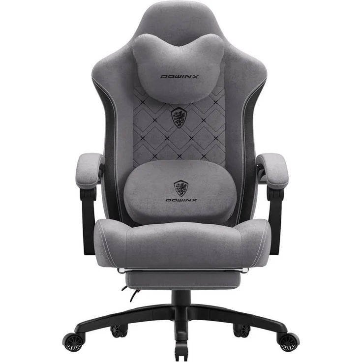 Dowinx Gaming-Stuhl Bürostuhl mit Beheizter Massage Lendenwirbelstütze (Packung), Gamer Stuhl Stoff mit Tasche Frühling Kissen und Fußstütze – Bild 1