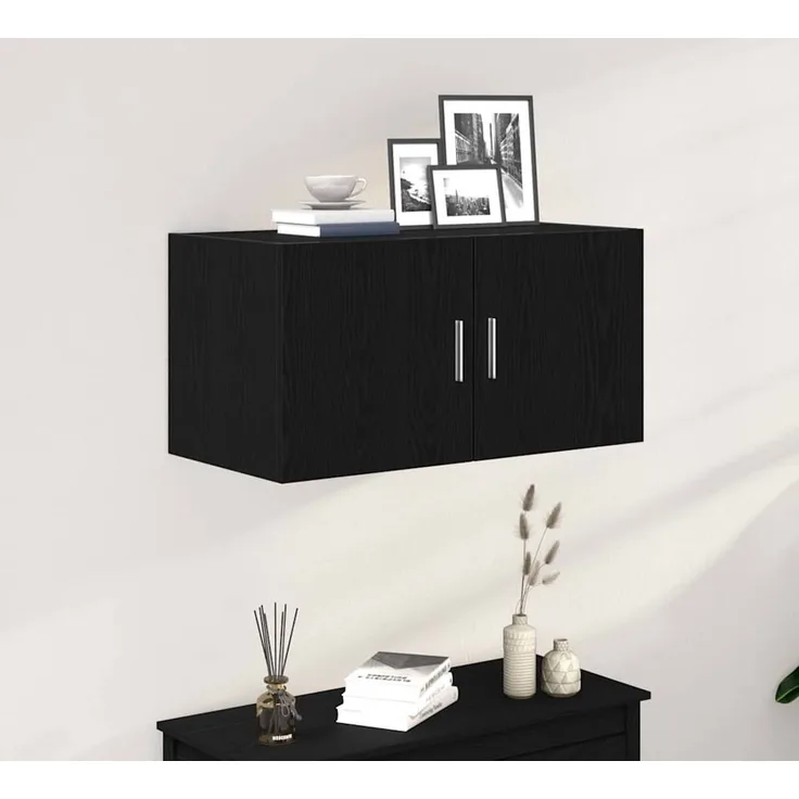 vidaXL Wandschrank Schwarz Eichen-Optik 80x39x40 cm Holzwerkstoff 862012