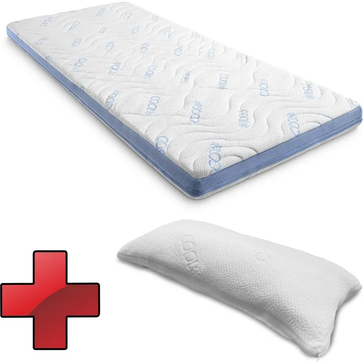 Kaltschaumtopper CloudComfort Cool 140 x 200 cm H2/H3, Höhe 7 cm, Härtegrad H2/H3, 7-Zonen Topper mit Sommer- und Winterseite