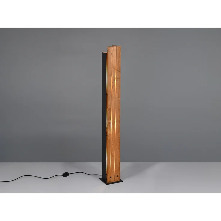 Kleine dimmbare LED Stehleuchte mit Naturholz, Höhe 120cm – Bild 3