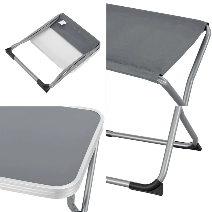 2-in-1 Campinghocker und -Tisch Barete 47x47x37 cm Grau [en. casa] – Bild 8