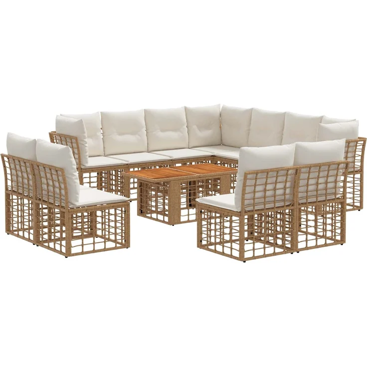 vidaXL Gartensofa-set 12 stk. Natürlich und Cremweiß 100 x 55 x 73 cm 3437878 – Bild 2
