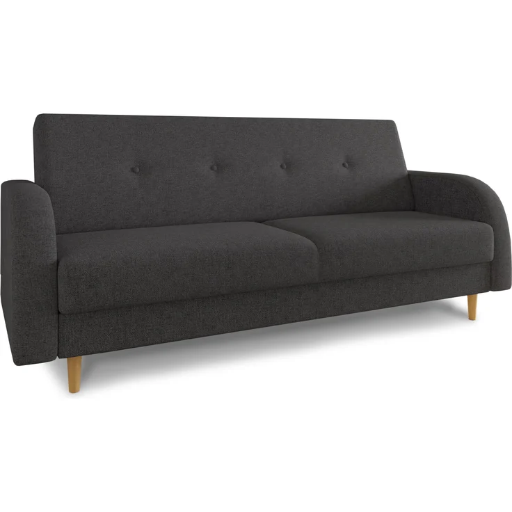 Schlafsofa Kelso - Sofa mit Bettkasten und Schlaffunktion, Bettsofa, Schlafcouch mit Holzfüße (Schwarz (Twist 23)) – Bild 2