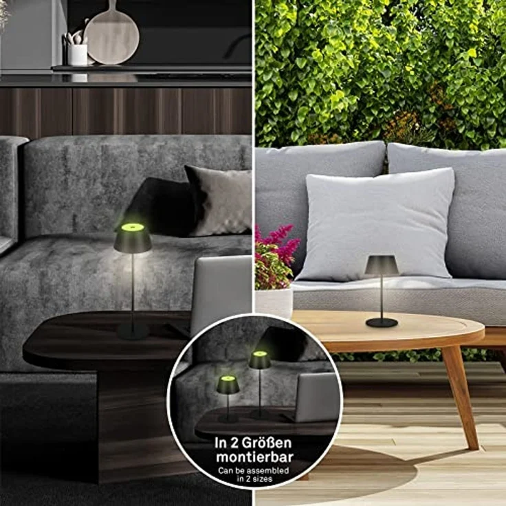 BRILONER – LED Tischlampe Kabellos, RGB Nachttischlampe Touch, Schreibtischlampe, Leselampe, Tischleuchte Outdoor & Indoor, USB-C, Camping Lampe, Warmweißes Licht und buntes Licht, Schwarz – Bild 3