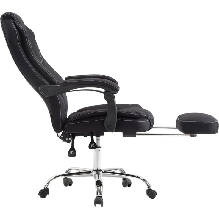 Bürostuhl MEDHA Stoff - 114x67x64, Schwarz Stoff Metall in Chromoptik Gestell ergonomische Bürostühle Homeoffice Stuhl mit Rollen – Bild 2