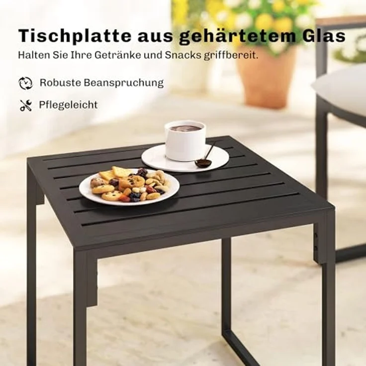 Outsunny Balkonset dicken Polstern Gartenmöbel, (Set, 3-tlg, 1 Tisch, 2 Stühle), 3-teiliges Garten-Bistro-Set – Bild 6