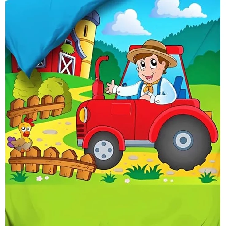 JACK Babybettwäsche 100x135 cm Traktor Bauer Feld, Renforcé, 2 teilig, Babybettwäsche, fröhlicher Farmer, Reißverschluss – Bild 2