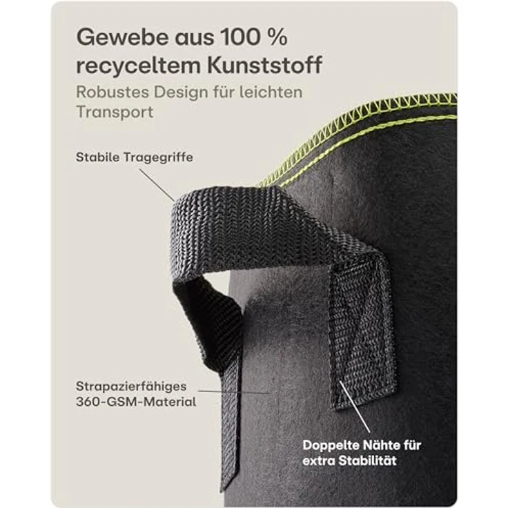 Praknu Pflanzkübel Pflanzsack 30l - 5 STK aus Vliesstoff mit 5 Schilder zum Beschriften (5er Set, 5 St), mit Griff - Für Gemüse, Pflanzen & Blumen - Stofftöpfe - Grow Töpfe – Bild 6