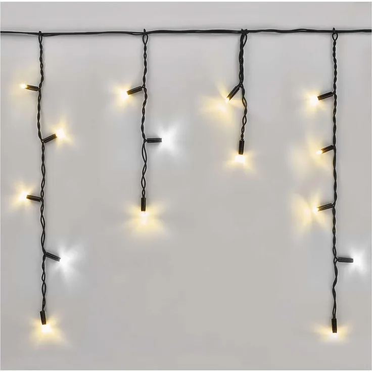 EMOS Connect System 3m Eisregen Lichterkette Profi, Weihnachtslichterkette 50 LEDs, Erweiterungsteil C (ohne Anschlusskabel und Adapter), IP44 für Innen und Außen, 2farbige Lichteffekte, schwarz