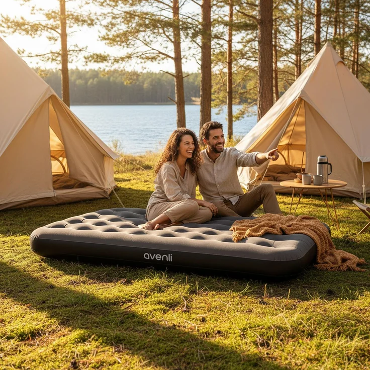 Avenli Luftmatratze Camping CloudCoil grau 191x137x22cm – Bild 3
