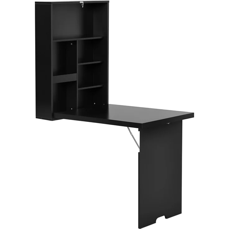 MELAYR, Wandklapptisch Wandschreibtisch, inkl. Schreibtafel, 60 cm x 94.5 cm x 147 cm, Schwarz – Bild 1