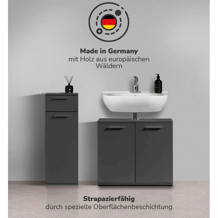 mokebo Badmöbel-Set Der Steuermann, (2-teilig), Unterschrank & Beistellschrank fürs Bad in Schwarz – Bild 3