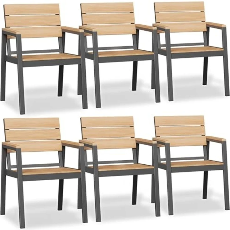 JUMMICO Gartenstuhl Klappbar mit Holzoptik, Breitere Rückenlehne & Voll-Aluminium Gestell, Komfortabler und Stapelbarer Stuhl für Terrasse und Garten – Bild 1