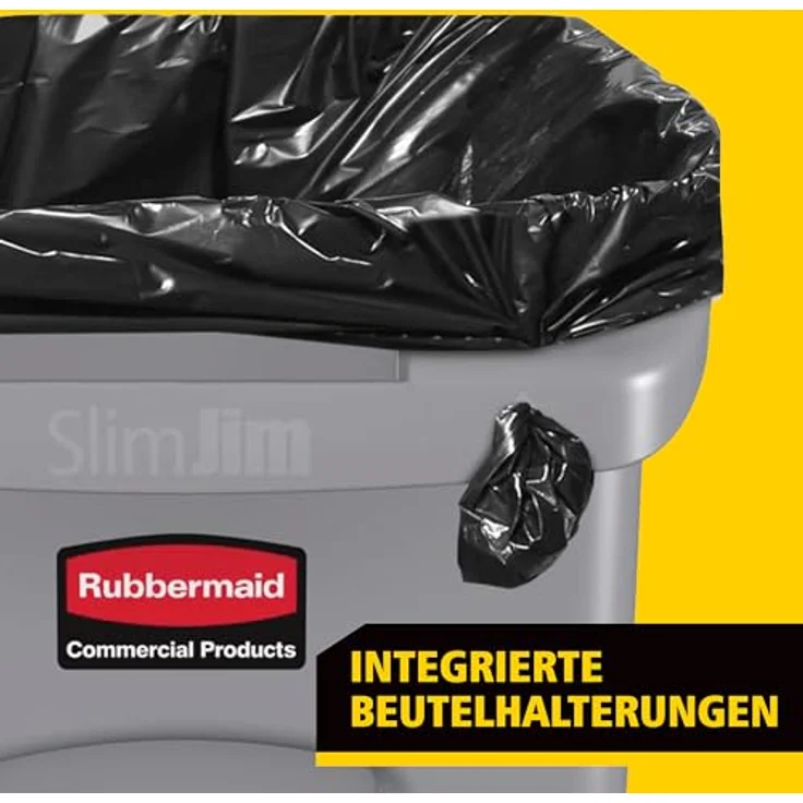 Rubbermaid Abfallbehälter Slim Jim mit Lüftungskanälen,blau zur Mülltrennung von Recycling-Abfällen, rechteckig, ohne Deckel, Fassungsvermögen: 87 Liter, versehen mit RecyclingLogo, strapazierfähiger Vollkunststoff, leichte Reinigung, Haltepunkte am Bo... – Bild 6