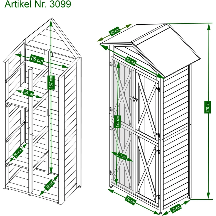 HABAU Gartenschrank "Lena", Grau, 84 x 45 x 178 cm – Bild 5
