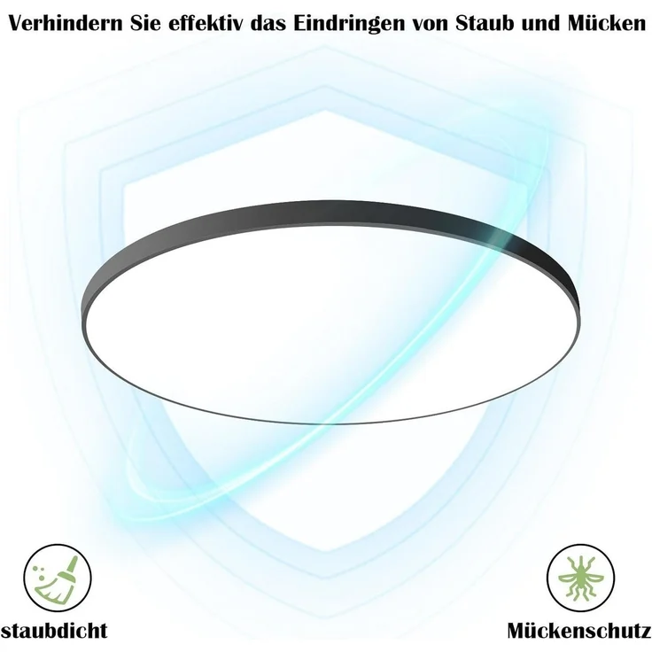 Nettlife LED Panel Schwarz/weiß flach rund Dimmbar Deckenleuchte inkl. Fernbedienung, LED fest integriert, Warmweiß, Neutralweiß, Kaltweiß, für Wohnzimmer Küche Schlafzimmer Büro – Bild 2