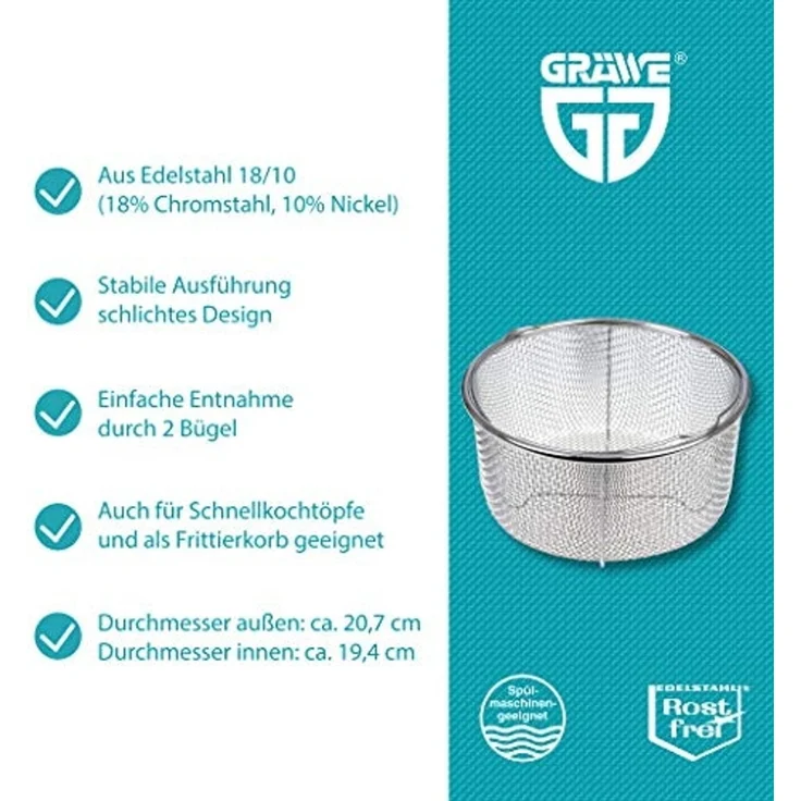GRÄWE Dampfeinsatz Edelstahl 21 cm – Bild 2