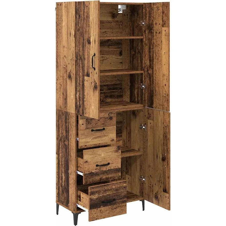 vidaXL Highboard Wandmontiert Altholz 69,5 x 34 x 180 cm Holzwerkstoff 3415628 – Bild 4