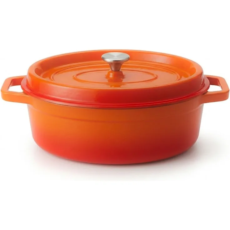 osoltus Bräter Emaille Gusseisen oval Orange 33 cm 5,5 Liter
